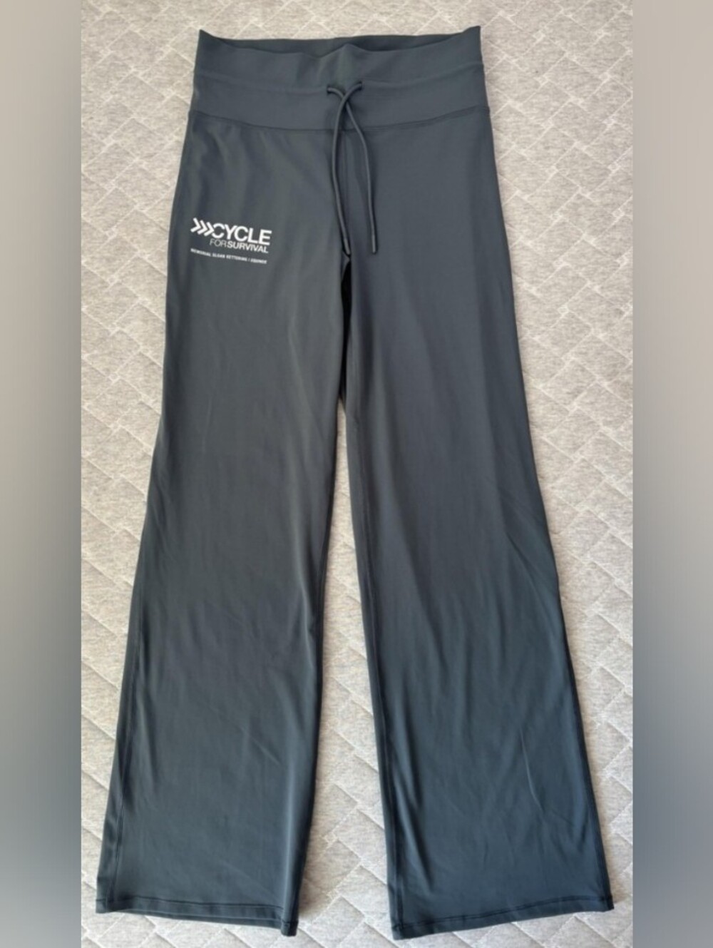 VUORI Daily Wide Leg Pants New NWOT L Gray Blue Cycle For Survival Logo